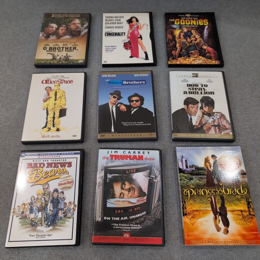 Classic Film Canon Comedy 9 DVD Lot The Goonies Office Space Princess Bride - Picture 1 of 2